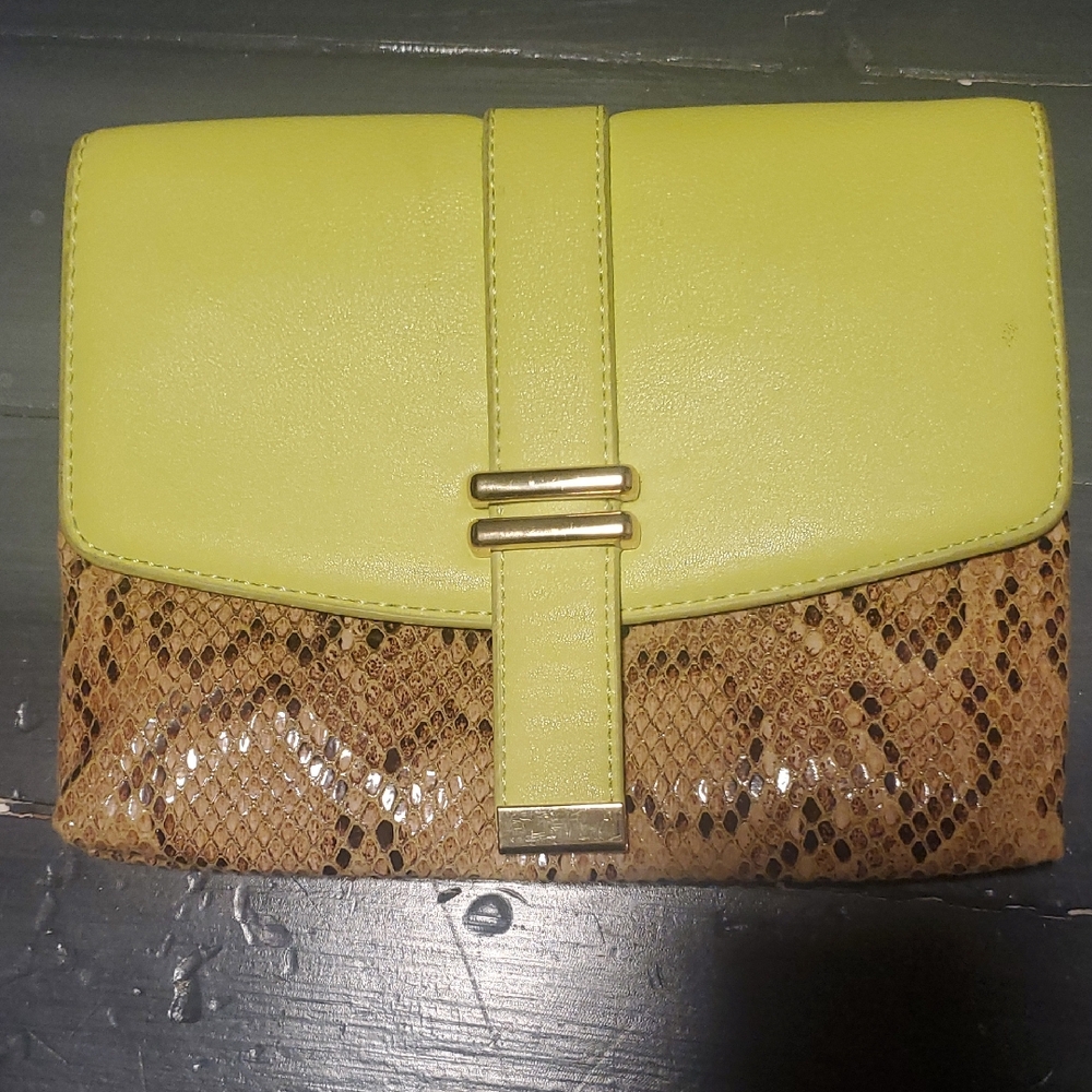 Elegant Yellow and Brown Clutch